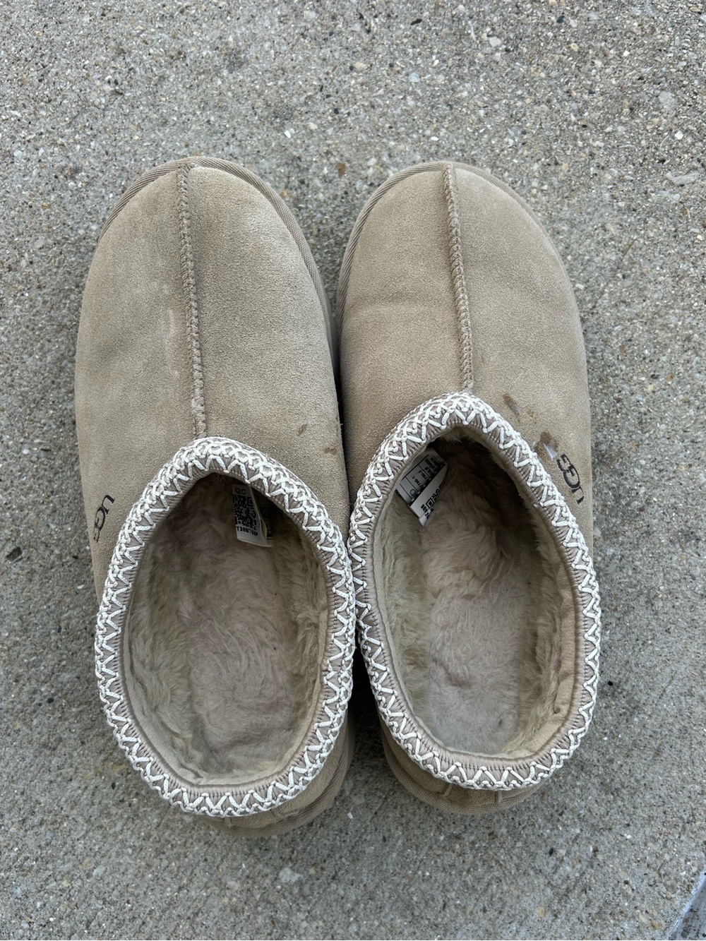 UGG Taupe Suede Plush-Lined Scuff Slippers